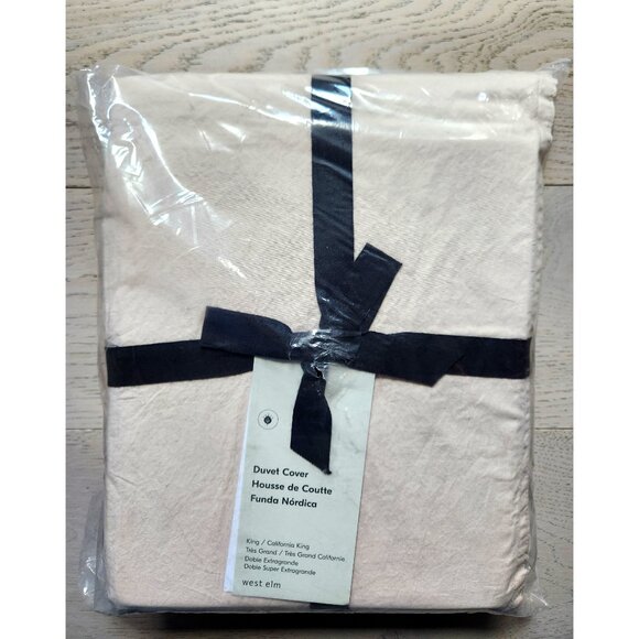 West Elm KING Duvet Cover Organic Percale Cotton Shell Pink - Picture 2 of 5